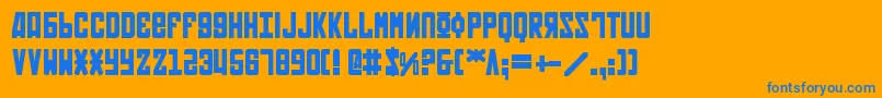 SovietBold-Schriftart – Blaue Schriften auf orangefarbenem Hintergrund