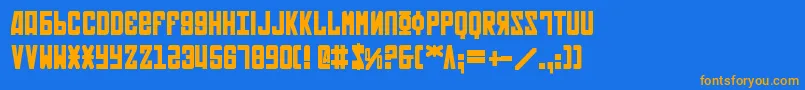 SovietBold-Schriftart – Orangefarbene Schriften auf blauem Hintergrund