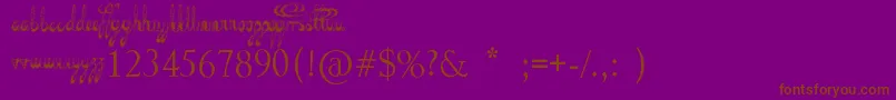 DecayedInSixtySeconds-Schriftart – Braune Schriften auf violettem Hintergrund