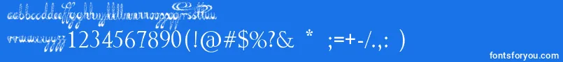 DecayedInSixtySeconds-Schriftart – Weiße Schriften auf blauem Hintergrund