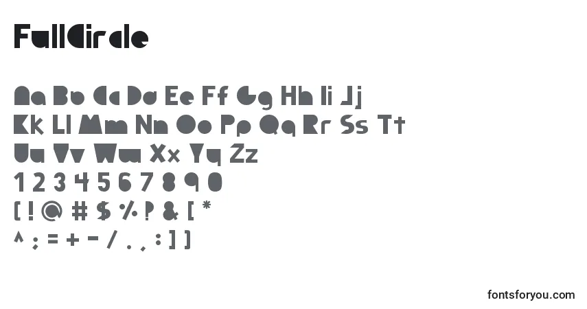 Schriftart FullCircle – Alphabet, Zahlen, spezielle Symbole