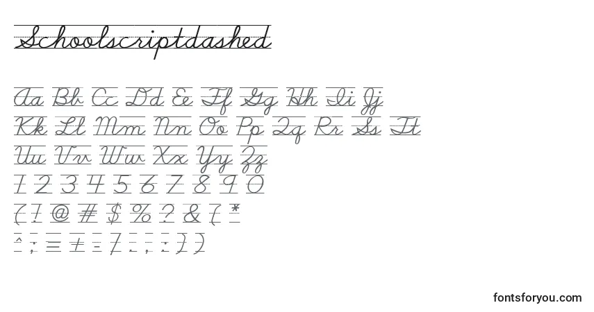 Schriftart Schoolscriptdashed – Alphabet, Zahlen, spezielle Symbole