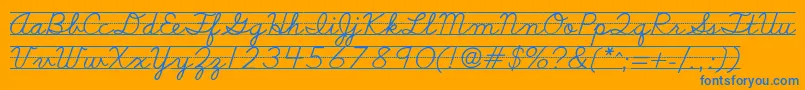 Schoolscriptdashed Font – Blue Fonts on Orange Background