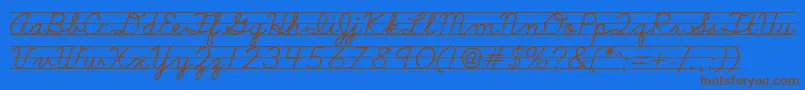 Schoolscriptdashed Font – Brown Fonts on Blue Background