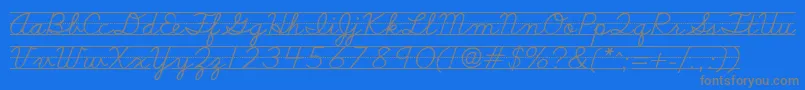 Schoolscriptdashed-Schriftart – Graue Schriften auf blauem Hintergrund