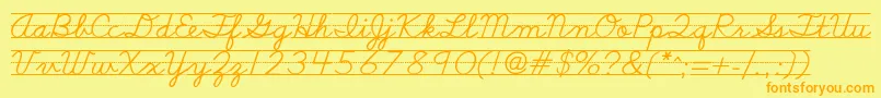 Schoolscriptdashed Font – Orange Fonts on Yellow Background