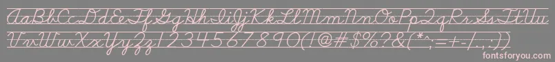 Fonte Schoolscriptdashed – fontes rosa em um fundo cinza