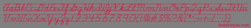 Schoolscriptdashed Font – Red Fonts on Gray Background
