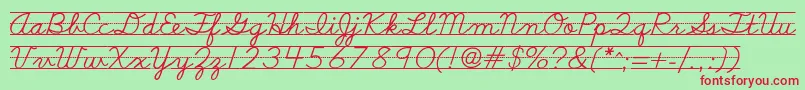 Schoolscriptdashed Font – Red Fonts on Green Background