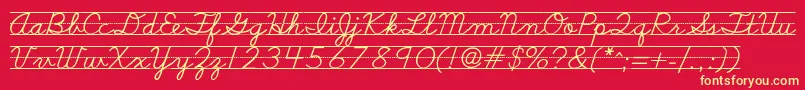 Schoolscriptdashed Font – Yellow Fonts on Red Background