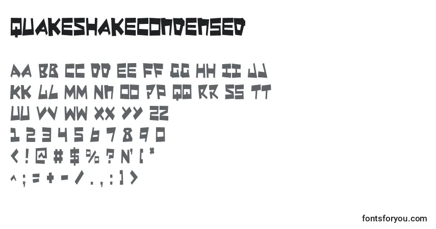 A fonte QuakeShakeCondensed – alfabeto, números, caracteres especiais