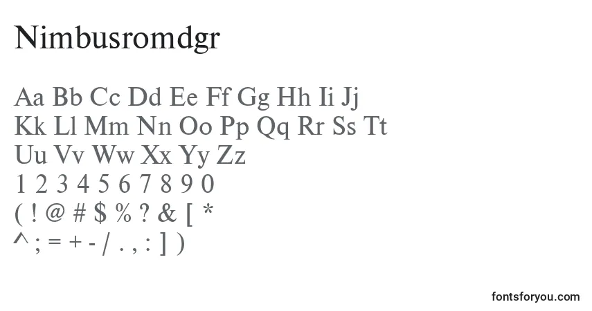 Schriftart Nimbusromdgr – Alphabet, Zahlen, spezielle Symbole