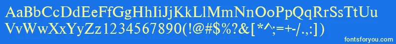 Nimbusromdgr Font – Yellow Fonts on Blue Background