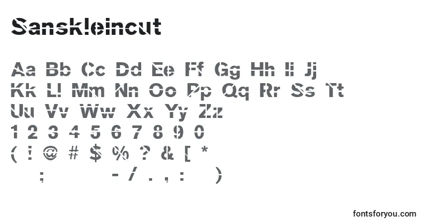 Czcionka Sanskleincut – alfabet, cyfry, specjalne znaki