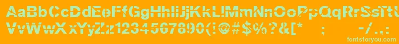 Sanskleincut Font – Green Fonts on Orange Background