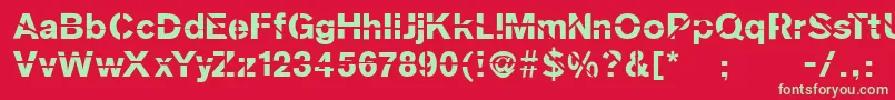 フォントSanskleincut – 赤い背景に緑の文字