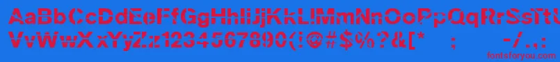 Sanskleincut Font – Red Fonts on Blue Background