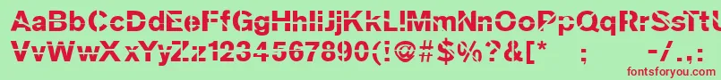 フォントSanskleincut – 赤い文字の緑の背景