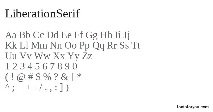 A fonte LiberationSerif – alfabeto, números, caracteres especiais