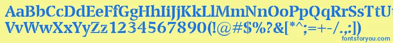 フォントTransportBold – 青い文字が黄色の背景にあります。