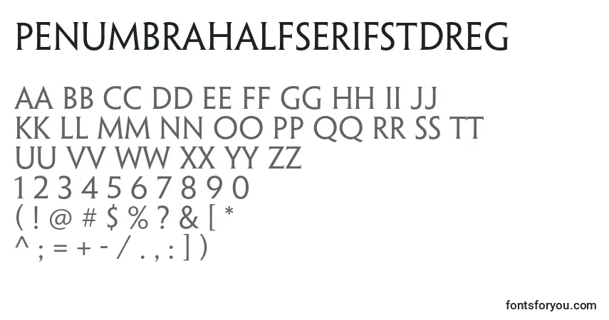 A fonte PenumbrahalfserifstdReg – alfabeto, números, caracteres especiais