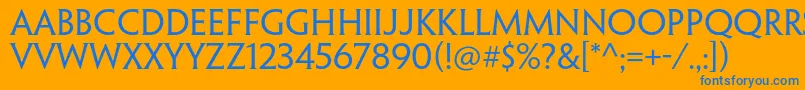 フォントPenumbrahalfserifstdReg – オレンジの背景に青い文字
