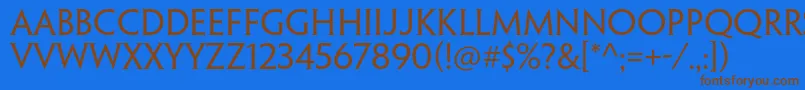 Więcej informacji o czcionce PenumbrahalfserifstdReg Czcionka PenumbrahalfserifstdReg – brązowe czcionki na niebieskim tle