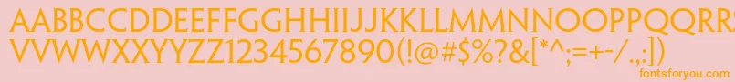 PenumbrahalfserifstdReg-Schriftart – Orangefarbene Schriften auf rosa Hintergrund