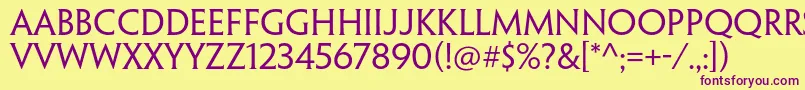 PenumbrahalfserifstdReg-fontti – violetit fontit keltaisella taustalla