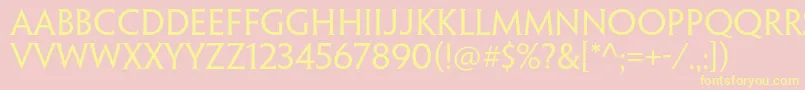 PenumbrahalfserifstdReg-fontti – keltaiset fontit vaaleanpunaisella taustalla
