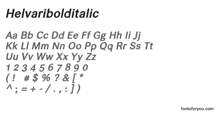 Schriftart Helvaribolditalic – Alphabet, Zahlen, spezielle Symbole