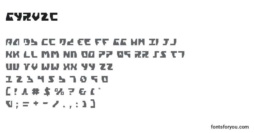 Czcionka Gyrv2c – alfabet, cyfry, specjalne znaki