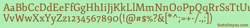 FjordoneRegular-fontti – ruskeat fontit vihreällä taustalla
