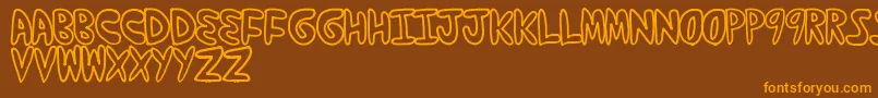 Yumernub-Schriftart – Orangefarbene Schriften auf braunem Hintergrund