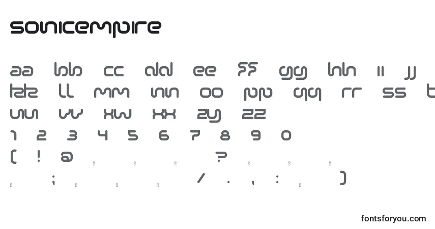 Schriftart SonicEmpire – Alphabet, Zahlen, spezielle Symbole
