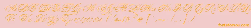 Fonte YesterdayRegularDb – fontes laranjas em um fundo rosa