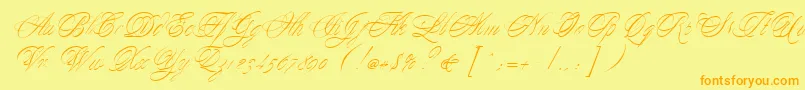 YesterdayRegularDb-Schriftart – Orangefarbene Schriften auf gelbem Hintergrund