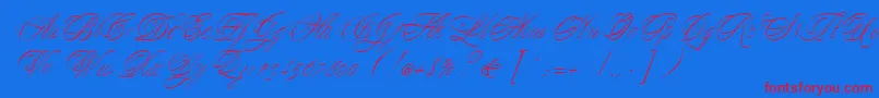 YesterdayRegularDb Font – Red Fonts on Blue Background