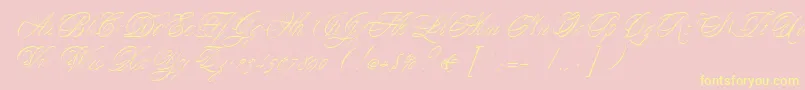 YesterdayRegularDb Font – Yellow Fonts on Pink Background