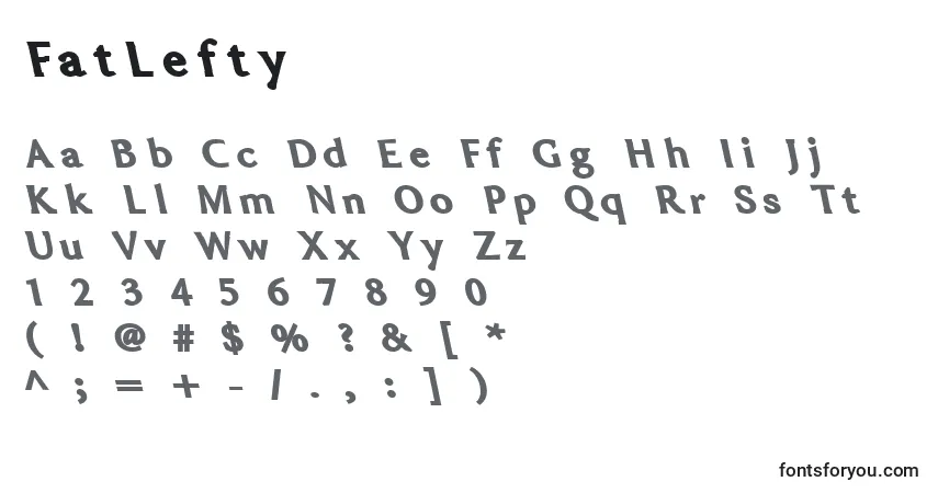 Schriftart FatLefty – Alphabet, Zahlen, spezielle Symbole