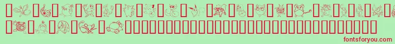フォントTylersPokemon – 赤い文字の緑の背景