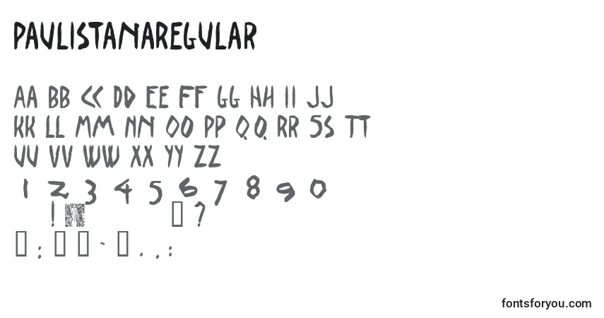 A fonte PaulistanaRegular – alfabeto, números, caracteres especiais