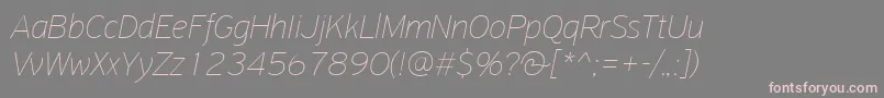 PfhighwaysansproExtrathinitalic-fontti – vaaleanpunaiset fontit harmaalla taustalla