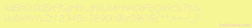 PfhighwaysansproExtrathinitalic Font – Pink Fonts on Yellow Background