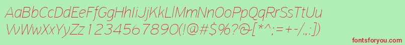 PfhighwaysansproExtrathinitalic Font – Red Fonts on Green Background