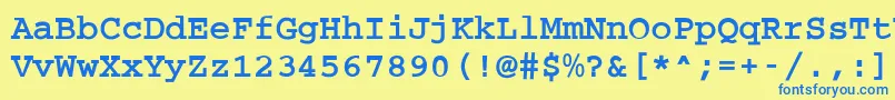 フォントBainBold – 青い文字が黄色の背景にあります。