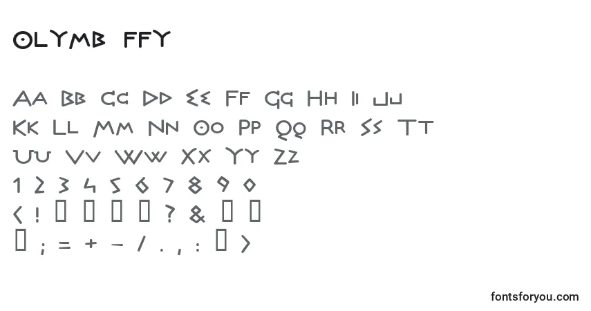 Schriftart Olymb ffy – Alphabet, Zahlen, spezielle Symbole