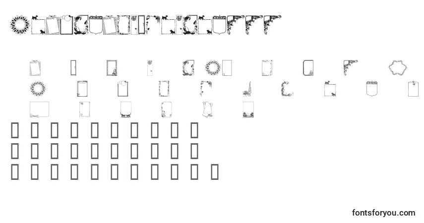 Czcionka Framesandbordersiii – alfabet, cyfry, specjalne znaki