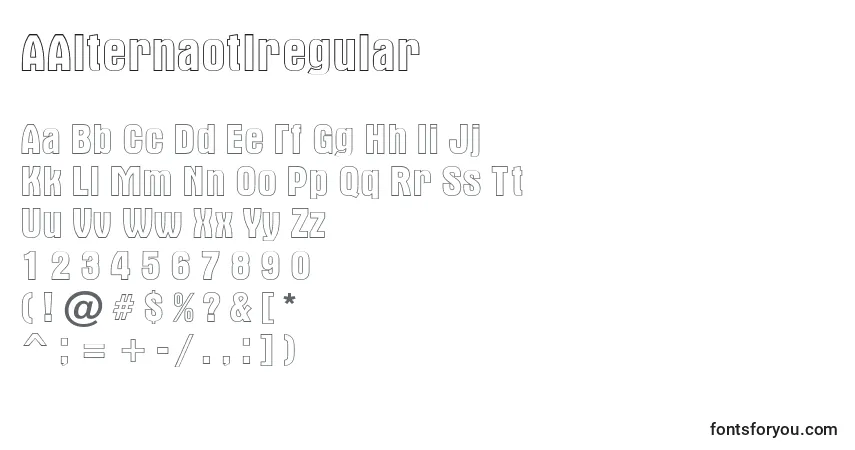 Czcionka AAlternaotlregular – alfabet, cyfry, specjalne znaki