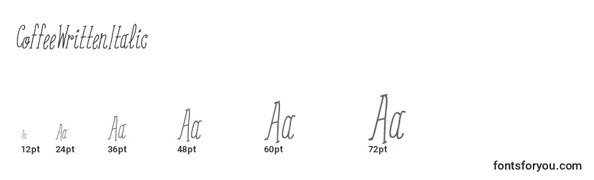CoffeeWrittenItalic Font Sizes